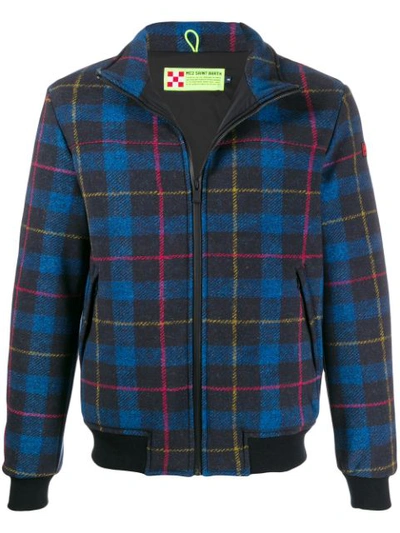 Mc2 Saint Barth Country Checked Bomber Jacket In Blue