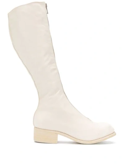 Guidi Tall Zip Front Boots In White