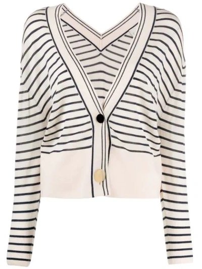 Forte Forte Striped Loose-fit Cardigan In Neutrals