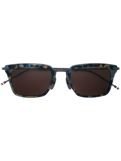 Thom Browne Abstract Print Square Frame Sunglasses In Blue