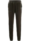 Gold Hawk Velvet Slim-fit Track Pants In Grey