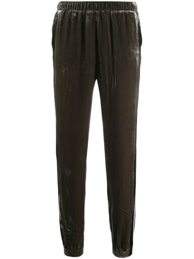 Gold Hawk Velvet Slim-fit Track Pants In Grey