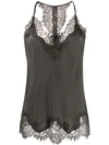 Gold Hawk Scalloped Lace Silk Vest In Grey
