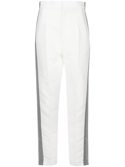 Haider Ackermann Embroidered High-waisted Trousers In White