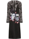 Prada Frankenstein-print Lace-panel Dress In 101 - Black