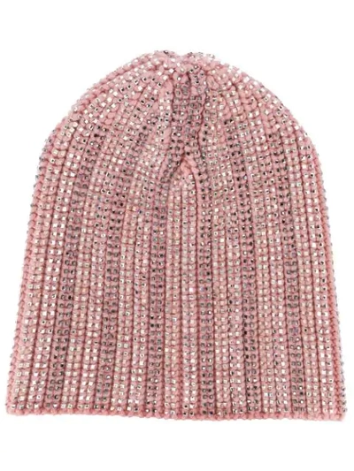 Ermanno Scervino Embellished Knit Beanie In Pink