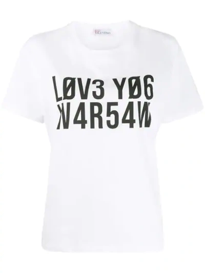 Red Valentino Encrypted Love Letters T-shirt In White