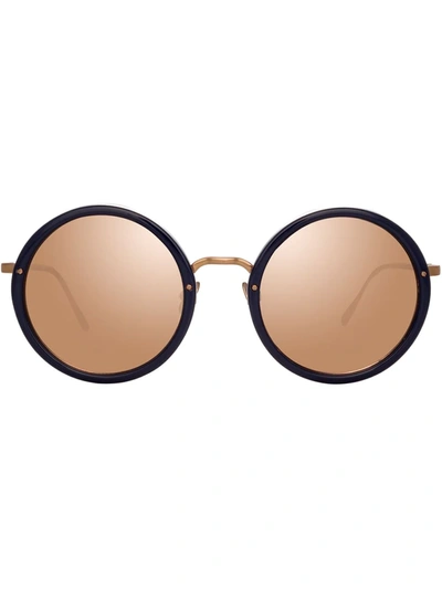 Linda Farrow Mirrored Round-frame Sunglasses In Blue