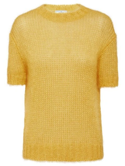 Prada Sheer Knitted Top In F0010 Yellow