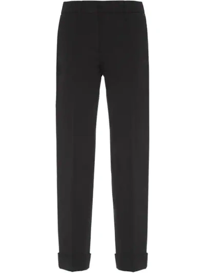 Prada Slim-fit Cropped Trousers In Black