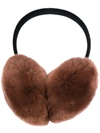 Liska Textured Furry Ear Muffs In Brown
