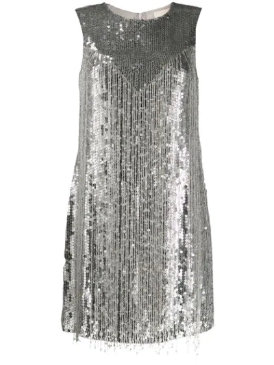 Aniye By Sequin Fringe Dress In Grey