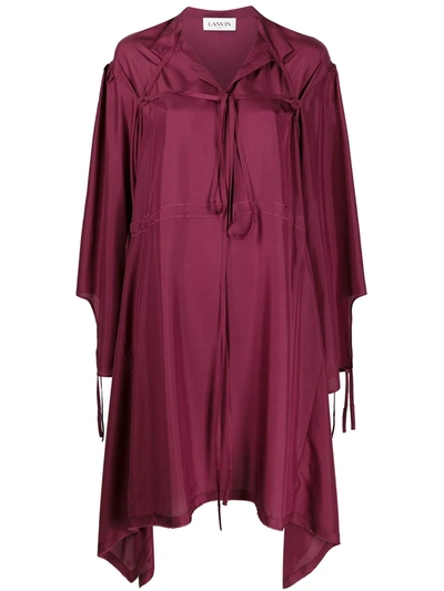 Lanvin Asymmetric Silk Dress In Red