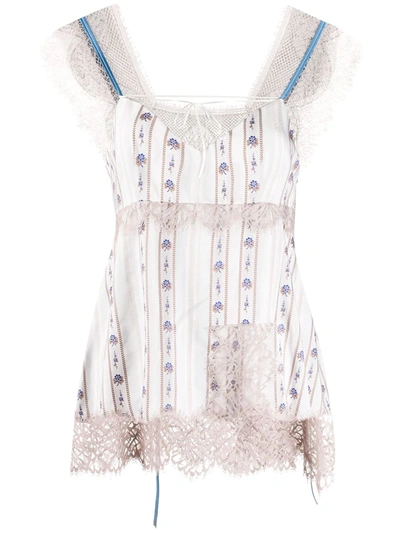 Lanvin Floral-print Lace-trimmed Camisole In Pink