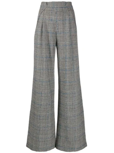 L'autre Chose Checked Flared Trousers In Black