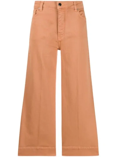 Victoria Victoria Beckham Wide Leg Cropped Jeans In Pink