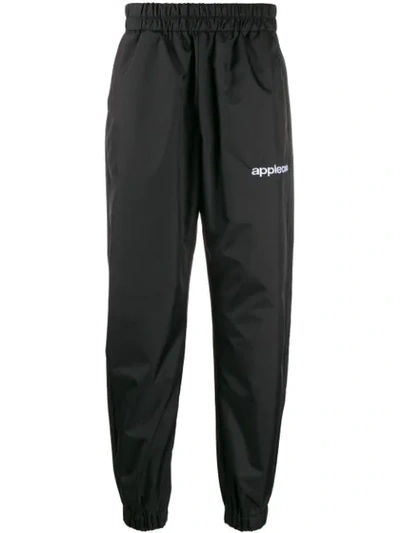 Applecore Logo Embroidered Track Pants In Black