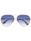 Victoria Beckham Vb133s Aviator Sunglasses In Gold