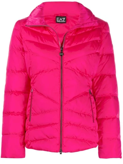Ea7 Padded Fitted Jacket In Pink