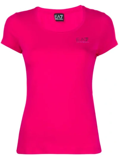 Ea7 Scoop Neck T-shirt In Pink