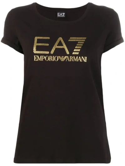 Ea7 Logo Print T-shirt In Black