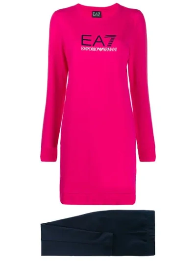 Ea7 Long Sleeve Logo Sweater In Pink