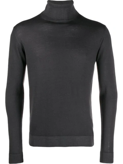 Entre Amis Fine Knit Roll Neck Jumper In Grey