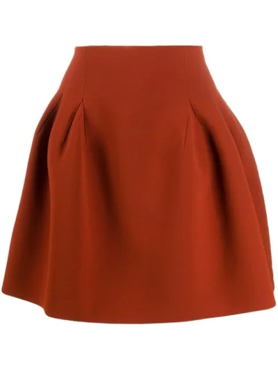 Givenchy Pleated Mini Basque Skirt In 801 Dark Orange