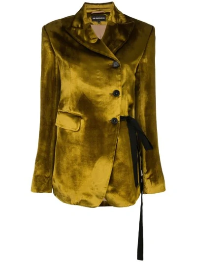 Ann Demeulemeester Crushed Velvet Blazer In Gold