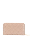 Bottega Veneta Intrecciato Zip-around Wallet In Neutrals