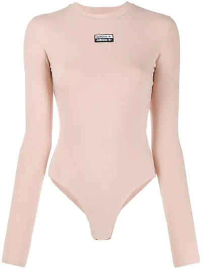 Adidas Originals Logo Bodysuit Top In Neutrals