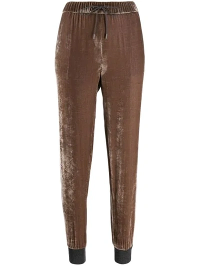 Fabiana Filippi Drawstring Velour Trousers In Neutrals