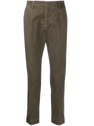 Entre Amis Textured Chino-style Trousers In Brown