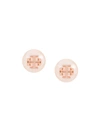 Tory Burch Double-t Stud Earrings In Pink