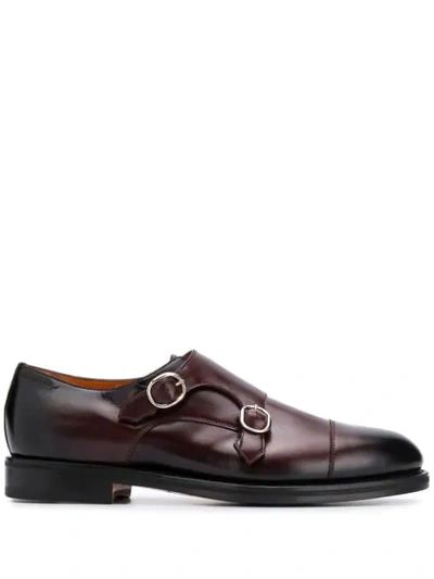 Santoni Buckled Derby Shoes In Red