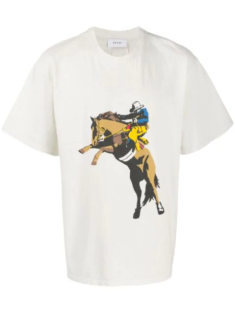 Rhude Cowboy Print T-shirt In Neutrals | ModeSens