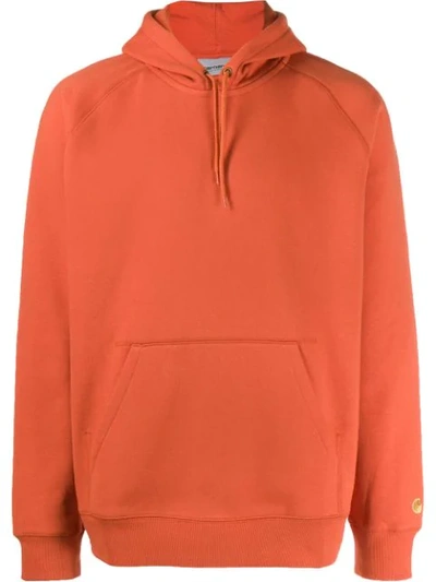 Carhartt Embroidered Logo Hoodie In Orange