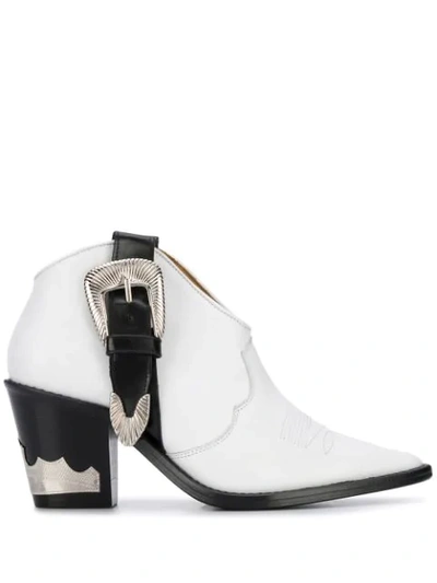 Toga Buckled Cowboy Boots In White