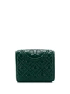 Tory Burch Embossed Logo Wallet In Green