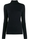 Majestic Turtle Neck Knitted Top In 002 Noir
