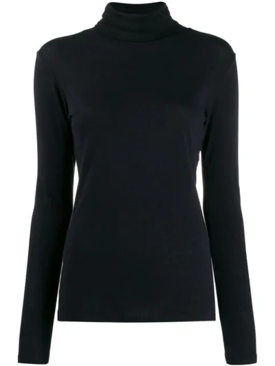 Majestic Turtle Neck Knitted Top In 002 Noir