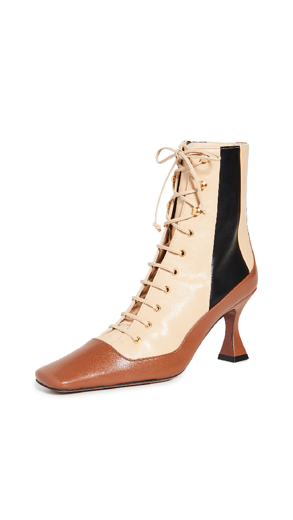 cream lace up boots