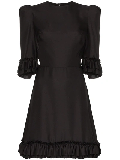 The Vampire's Wife Festival Ruffled Silk-taffeta Mini Dress In Black