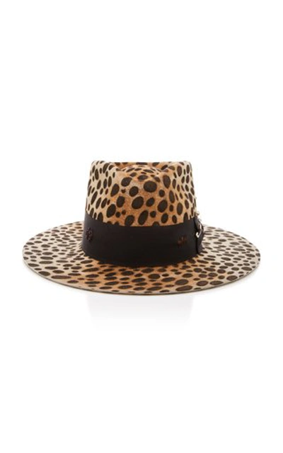 Nick Fouquet Lynx Printed Ribbon-trimmed Felt Hat In Brown
