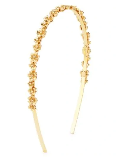 Oscar De La Renta Metal Flower Headband In Gold