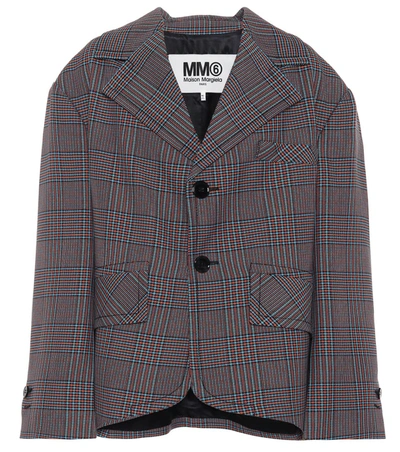 Mm6 Maison Margiela Checked Wool-blend Jacket In Blue