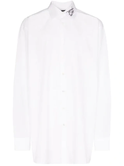 Raf Simons Embroidered Collar Oversize Fit Shirt In White