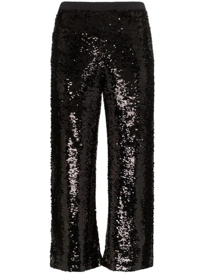 Figue Verushka Sequinned Trousers In Black