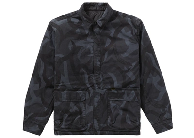 Pre-owned Supreme  Reversible Puffy Work Jacket Black Tribal Camo
