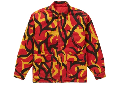 Pre-owned Supreme  Reversible Puffy Work Jacket Red Tribal Camo
